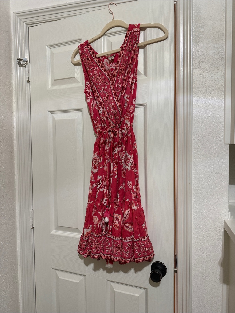 Floral Red Sleeveless Dress.  Lola P